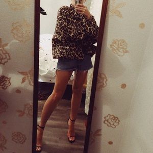 vintage oversize silk bomber in cheetah print